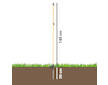 Sklolaminátová oválná tyčka pro elektrický ohradník 160 cm, nášlap a hrot, 2 izolátory
