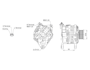 ALTERNÁTOR 12V / 100A + ŘEMENICE Ø65 7 DRÁŽEK - ORIGINÁL MITSUBISHI