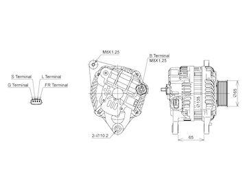 ALTERNÁTOR 12V / 120A + ŘEMENICE Ø65 6 DRÁŽEK - ORIGINÁL MITSUBISHI