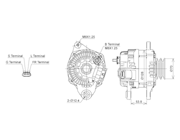 ALTERNÁTOR 12V / 130A + ŘEMENICE Ø70 2 DRÁŽKY - ORIGINÁL MITSUBISHI