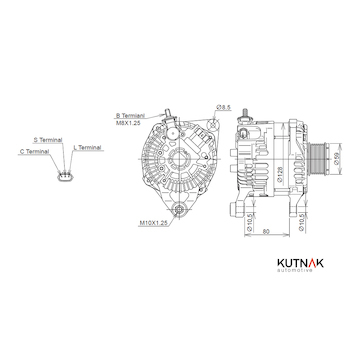 ALTERNÁTOR 12V / 150A + ŘEMENICE Ø59 7 DRÁŽEK - ORIGINÁL MITSUBISHI