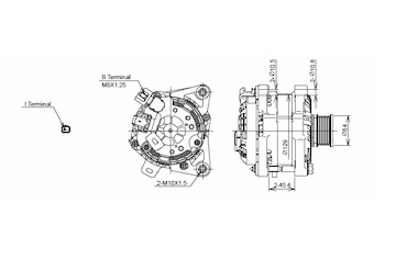 ALTERNÁTOR 12V / 180A + ŘEMENICE Ø54 6 DRÁŽEK - ORIGINÁL MITSUBISHI