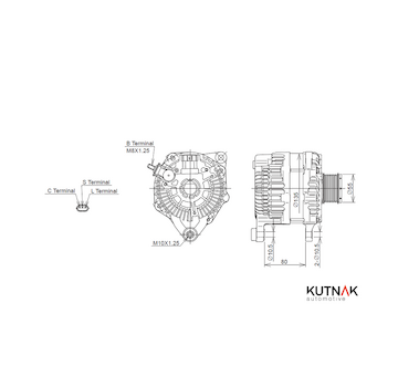 ALTERNÁTOR 12V / 180A + ŘEMENICE Ø55 7 DRÁŽEK - ORIGINÁL MITSUBISHI