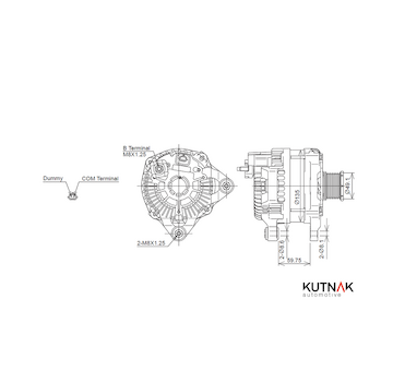 ALTERNÁTOR 12V / 185A + ŘEMENICE Ø49,1 7 DRÁŽEK - ORIGINÁL MITSUBISHI