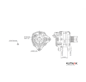 ALTERNÁTOR 12V / 185A + ŘEMENICE Ø52,5 6 DRÁŽEK - ORIGINÁL MITSUBISHI