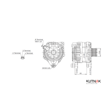 ALTERNÁTOR 12V / 200A + ŘEMENICE Ø55 7 DRÁŽEK - ORIGINÁL MITSUBISHI