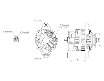 ALTERNÁTOR 12V / 50A + ŘEMENICE Ø70 1 DRÁŽKA - ORIGINÁL MITSUBISHI