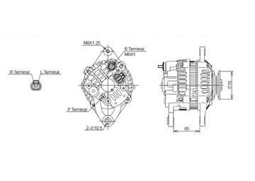 ALTERNÁTOR 12V / 80A + ŘEMENICE Ø70 1 DRÁŽKA - ORIGINÁL MITSUBISHI