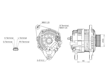 ALTERNÁTOR 12V / 95A + ŘEMENICE Ø65 6 DRÁŽEK - ORIGINÁL MITSUBISHI