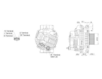 ALTERNÁTOR 24V / 100A + ŘEMENICE Ø72 8 DRÁŽEK - ORIGINÁL MITSUBISHI