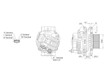 ALTERNÁTOR 24V / 100A + ŘEMENICE Ø88 10 DRÁŽEK - ORIGINÁL MITSUBISHI
