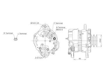 ALTERNÁTOR 24V / 50A + ŘEMENICE Ø80 2 DRÁŽKY - ORIGINÁL MITSUBISHI