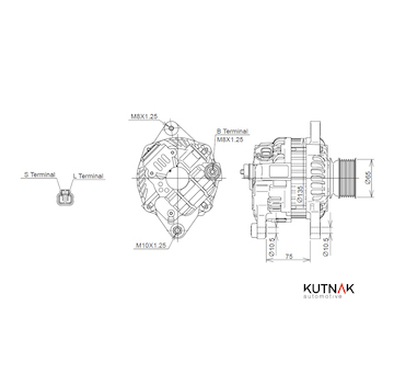 ALTERNÁTOR 24V / 60A + ŘEMENICE Ø64 7 DRÁŽEK - ORIGINÁL MITSUBISHI
