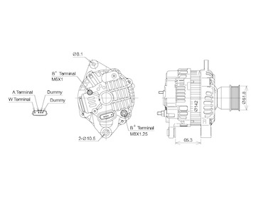 ALTERNÁTOR 24V / 90A + ŘEMENICE Ø62 5 DRÁŽEK - ORIGINÁL MITSUBISHI
