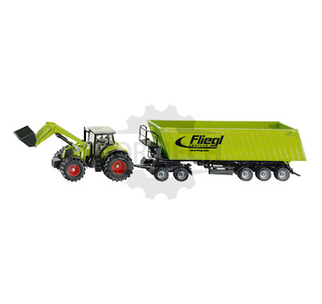 Claas Traktor S čelním nakladačem a sklápěcím přívěsem
