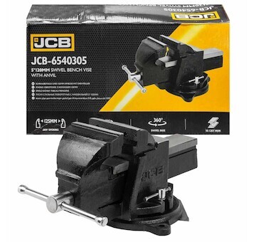 JCB Ocelový dílenský svěrák 125mm s kovadlinou, otočný