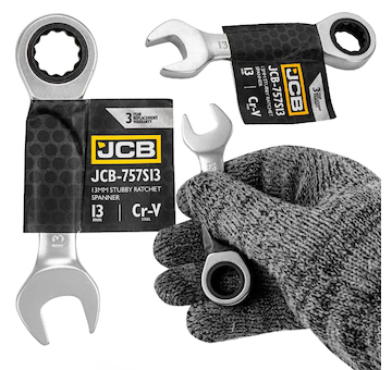 JCB Očkoplochý klíč 13 mm s ráčnou, krátký