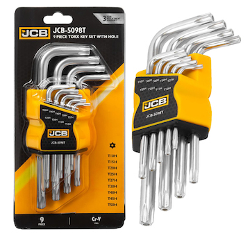 JCB Sada klíčů TORX s otvorem T10H-T50H, 9ks