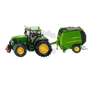 John Deere Traktor s lisem na balíky
