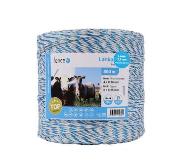 Lanko pro elektrický ohradník, průměr 2,5 mm, bílo-modré, 800 m