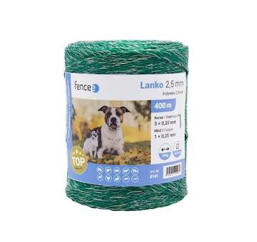 Lanko pro elektrický ohradník, průměr 2,5 mm, zelené, délka 400 m