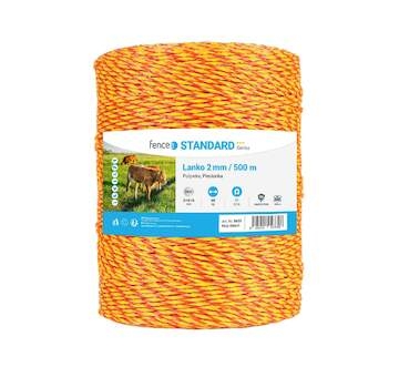 Lanko pro elektrický ohradník, průměr 2 mm, žluto-oranž, 500 m