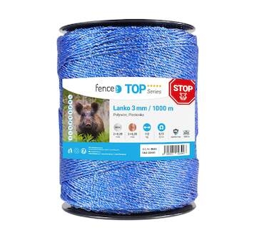 Lanko pro elektrický ohradník, průměr 3 mm, modré, délka 1000 m, 0,17 Ω/m