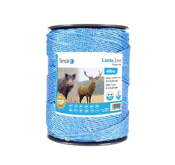Lanko pro elektrický ohradník, průměr 3 mm, modré, délka 400 m, 0,17 Ω/m