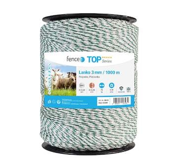 Lanko pro elektrický ohradník, průměr 3 mm, zeleno-bílé, délka 1000 m, 0,1 Ω/m