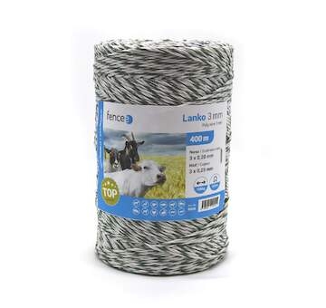 Lanko pro elektrický ohradník, průměr 3 mm, zeleno-bílé, délka 400 m, 0,1 Ω/m
