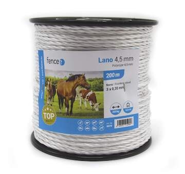 Lano pro elektrický ohradník, průměr 4,5 mm, bílé, délka 200 m