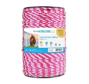 Lano pro elektrický ohradník, průměr 4,5 mm, růžovo-bílé, 200 m, 0,16 Ω/m