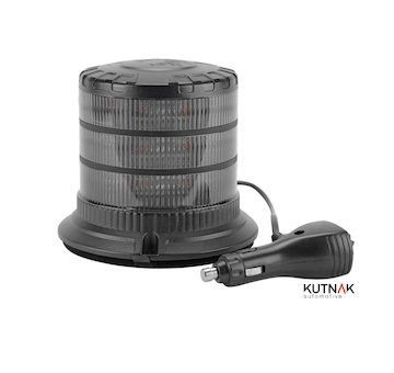 LED VÝSTRAŽNÝ MAJÁK, MAGNETICKÝ, KOUŘOVÉ SKLO, ORANŽOVÝ, 12-24V + 2,5 M KABEL