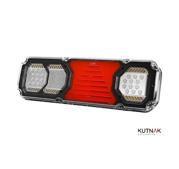 LED ZADNÍ SKUPINOVÁ SVÍTILNA 12V / 24V S DYNAMICKOU SMĚROVKOU A SE ZADNÍM KONEKTOREM