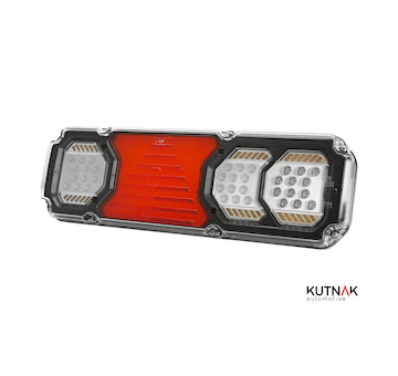 LED ZADNÍ SKUPINOVÁ SVÍTILNA 12V / 24V S DYNAMICKOU SMĚROVKOU A SE ZADNÍM KONEKTOREM