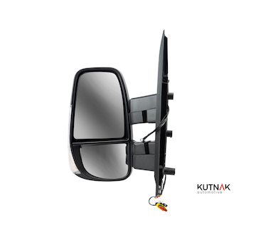 LEVÉ ZRCADLO MANUÁLNĚ OVLÁDANÉ S TEPLOTNÍM SENZOREM, VYHŘÍVANÉ + KRÁTKÝ DRŽÁK