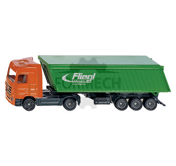 LKW se sklápěcím návěsem a střechou 