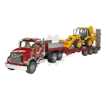 MACK Granite S podvalníkem a buldozerem Caterpillar