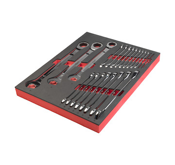 Maxbite Ratcheting Combination Spanner Set Foam Insert Maxbite Ratcheting Metric Combination Spanner Set - 22 pcs