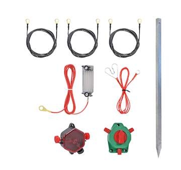 Ochranná sada zdroje pro uzemnění elektrického ohradníku s bleskojistkou a přepínačem