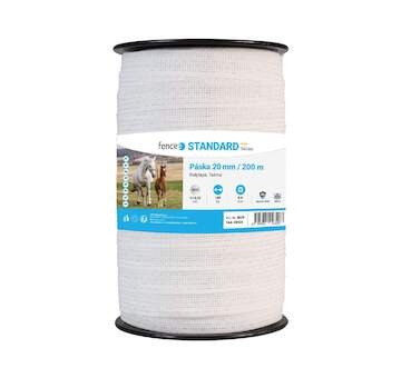 Páska na elektrický ohradník s šířkou 20 mm, bílá, délka 200 m