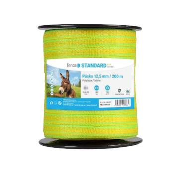 Páska pro elektrický ohradník s šířkou 12,5 mm, neon žluto-zelená, 200 m