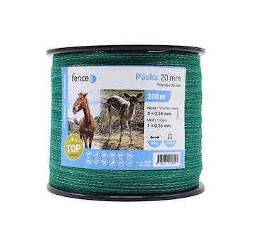 Páska pro elektrický ohradník, šířka 20 mm, zelená, délka 200 m
