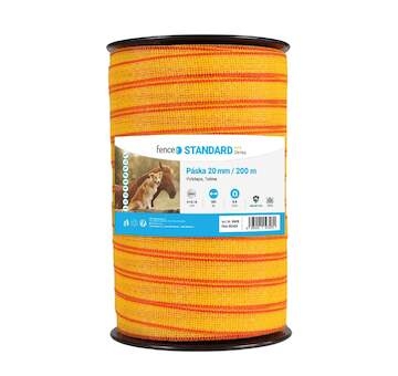 Páska pro elektrický ohradník, šířka 20 mm, žluto-oranžová, délka 200 m