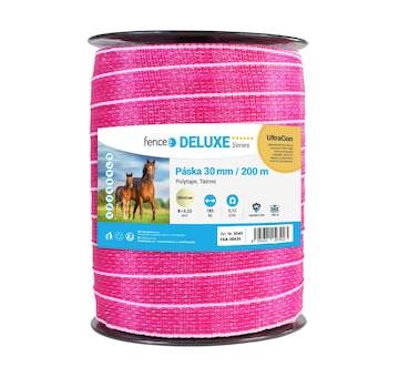 Páska pro elektrický ohradník, šířka 30 mm, růžovo-bílá, délka 200 m