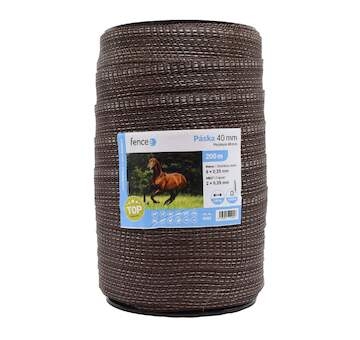 Páska pro elektrický ohradník, šířka 40 mm, hnědá, délka 200 m