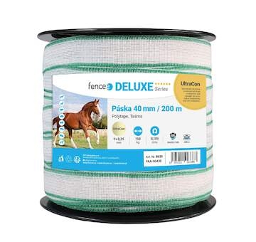 Páska pro elektrický ohradník, šířka 40 mm, zeleno-bílá, délka 200 m