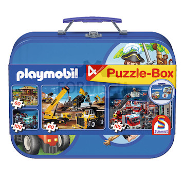 PLAYMOBIL Puzzle-Box 2x60, 2x100 dílků v kovovém kufříku <br> od 3 let