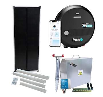 Premium sada solární ohradník - Kompletní bezpečnostní schránka + 5J LTE chytrý zdroj, panel 100 W