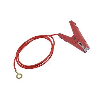 Propojovací červený kabel s krokosvorkou, očko 8 mm, délka 100 cm